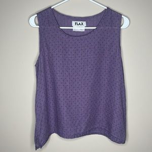 Flax Softened Linen Purple Oversized Tank Sleeveless Small